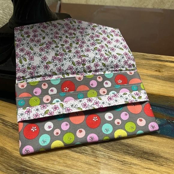 Multi Dots Flowers Cash Envelope/Receipt holder Fabric Handmade Wallet - Picture 2 of 4